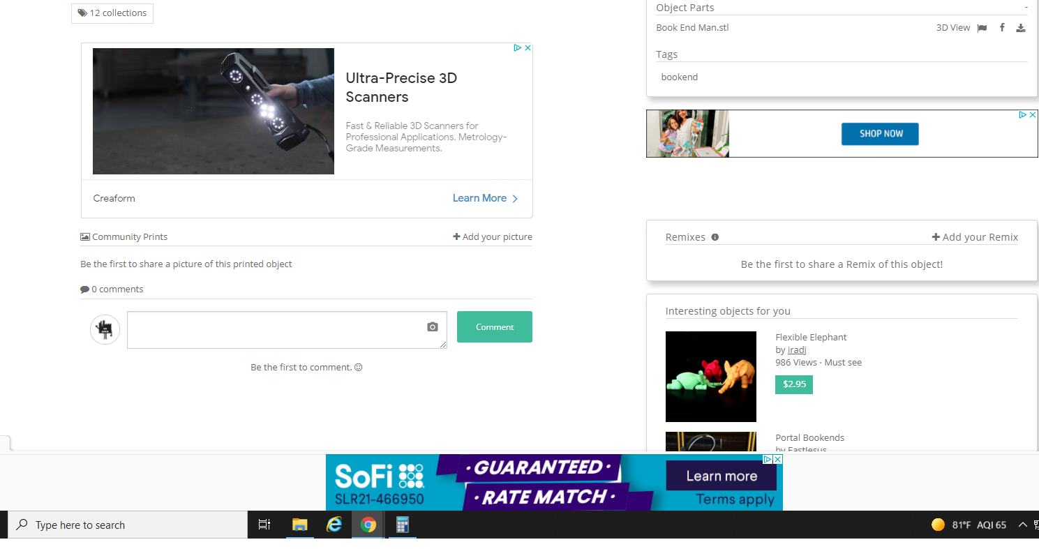 Screenshot of user comments on MyMiniFactory