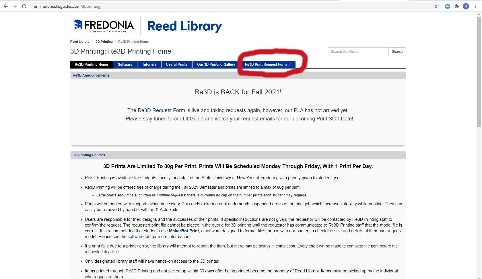 Screenshot of Re3D homepage