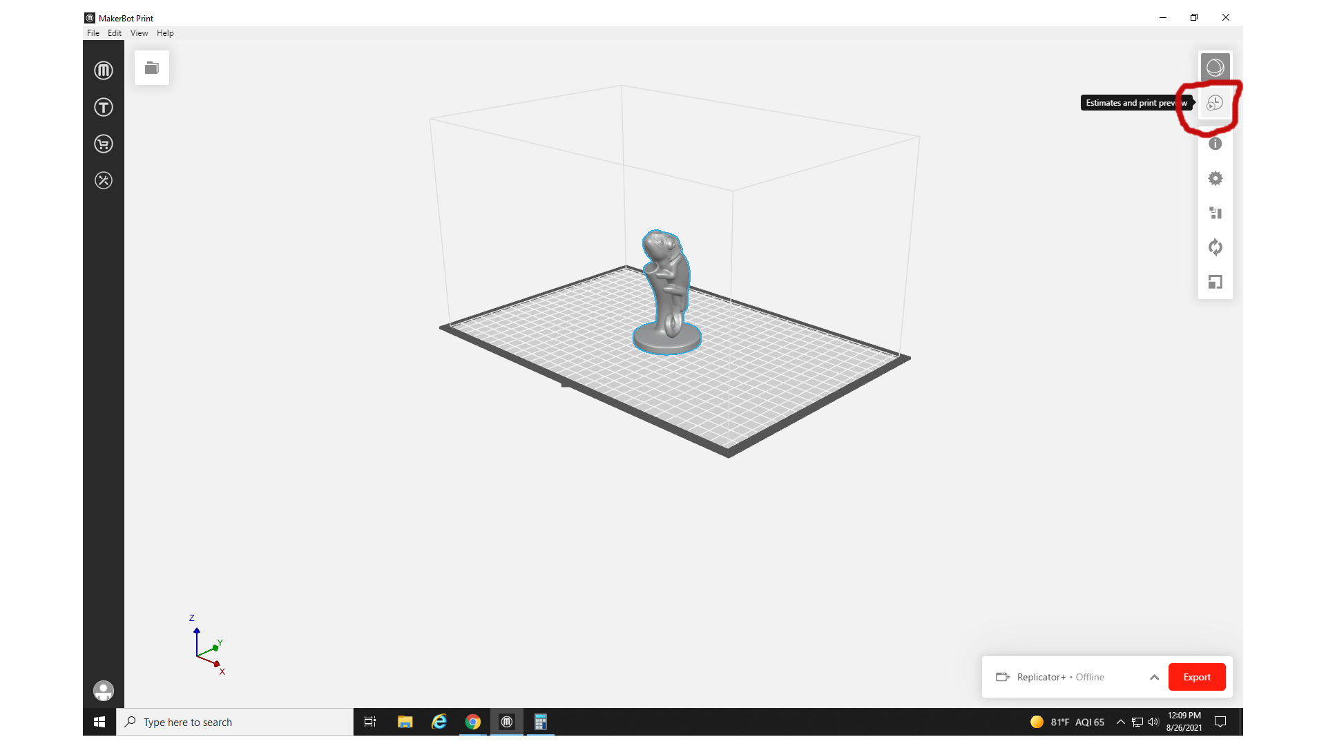 Screenshot of layer slicing in MakerBot Print software