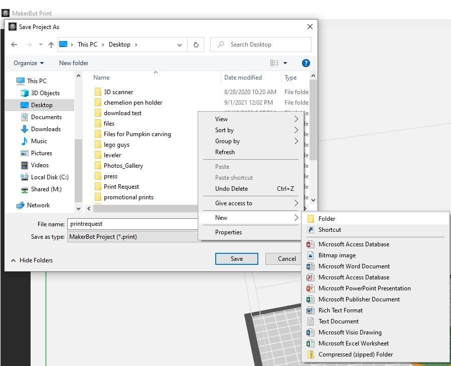 Screenshot of new folder creation in Windows Explorer