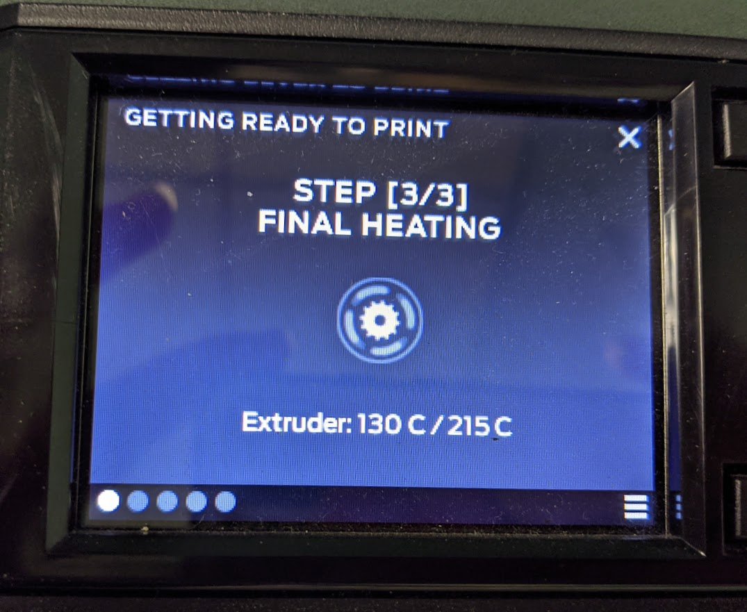 close up of the MakerBot Replicator+ screen showing Step 3 of the printing process
