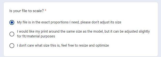 Screenshot of file scaling options on Re3D request form